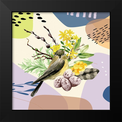 Bird On A Branch 125 Black Modern Wood Framed Art Print by Bolokofsky, Ronald