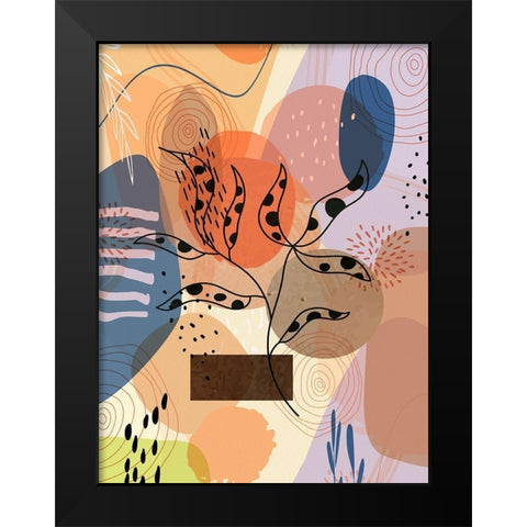 Floral Abstract 302 Black Modern Wood Framed Art Print by Bolokofsky, Ronald