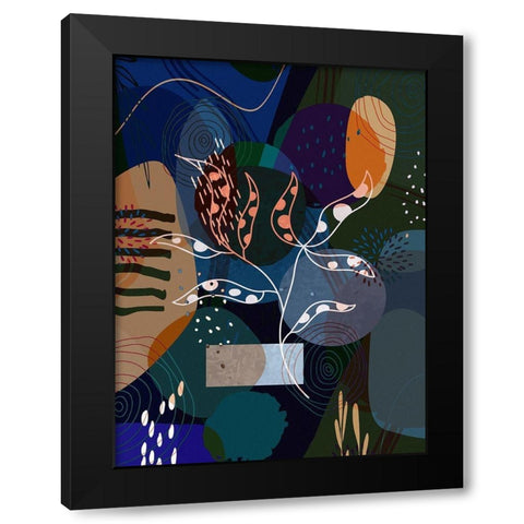 Floral Abstract 402 Black Modern Wood Framed Art Print with Double Matting by Bolokofsky, Ronald