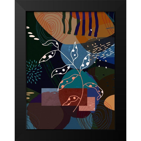 Floral Abstract 403 Black Modern Wood Framed Art Print by Bolokofsky, Ronald