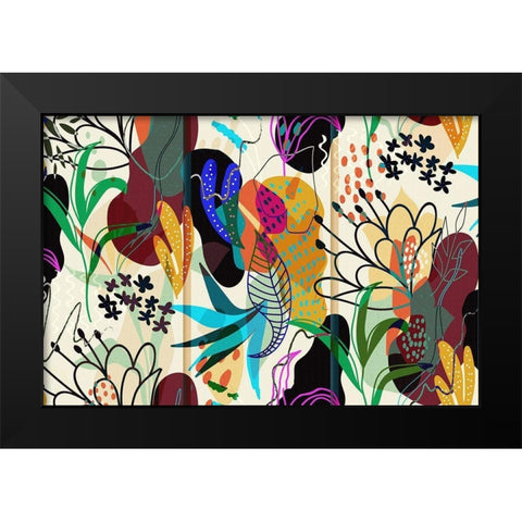Floral Collage I Black Modern Wood Framed Art Print by Bolokofsky, Ronald