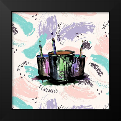 Happy Brushstrokes 255 Black Modern Wood Framed Art Print by Bolokofsky, Ronald