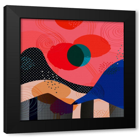 Mid Century Abstract 580 Black Modern Wood Framed Art Print with Double Matting by Bolokofsky, Ronald