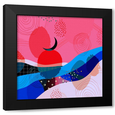 Mid Century Abstract 582 Black Modern Wood Framed Art Print with Double Matting by Bolokofsky, Ronald