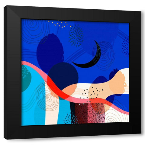Mid Century Abstract 583 Black Modern Wood Framed Art Print with Double Matting by Bolokofsky, Ronald