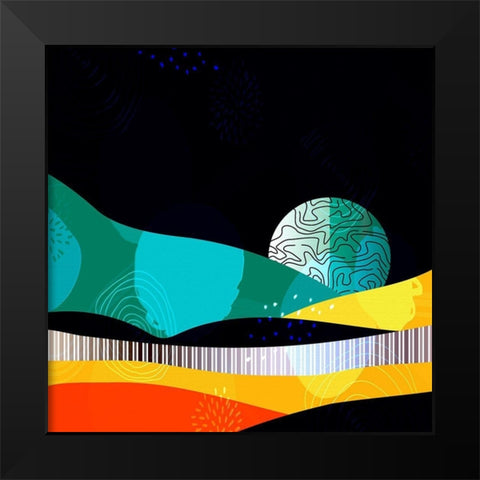 Mid Century Abstract 584 Black Modern Wood Framed Art Print by Bolokofsky, Ronald