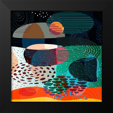 Mid Century Abstract 585 Black Modern Wood Framed Art Print by Bolokofsky, Ronald