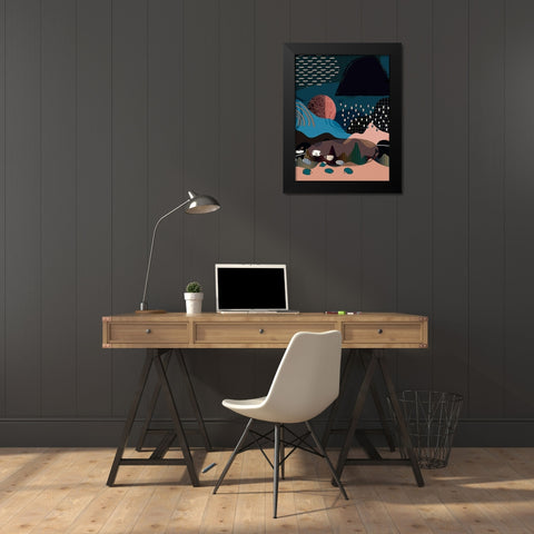 Mid Century Landscape 481 Black Modern Wood Framed Art Print by Bolokofsky, Ronald