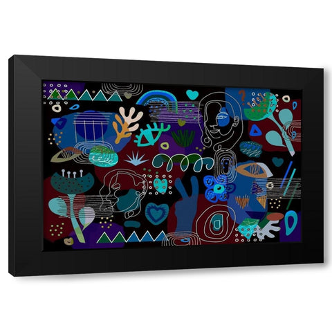 Mid Century Shapes 62 Black Modern Wood Framed Art Print with Double Matting by Bolokofsky, Ronald