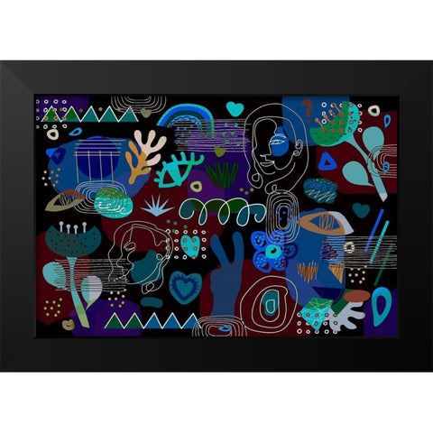 Mid Century Shapes 62 Black Modern Wood Framed Art Print by Bolokofsky, Ronald