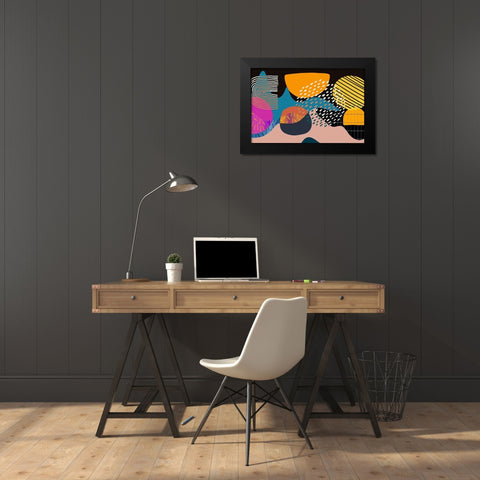Mid Century Shapes 531 Black Modern Wood Framed Art Print by Bolokofsky, Ronald
