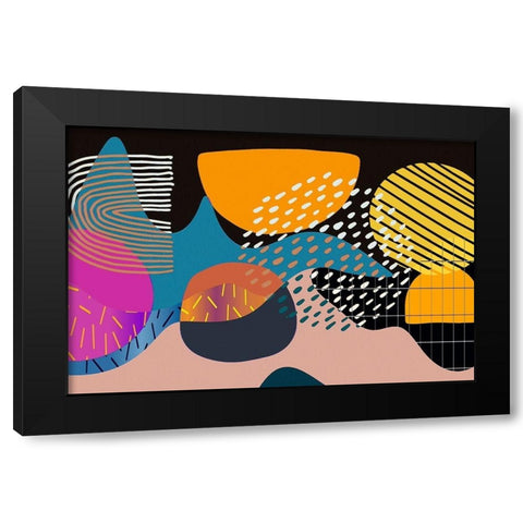 Mid Century Shapes 531 Black Modern Wood Framed Art Print with Double Matting by Bolokofsky, Ronald