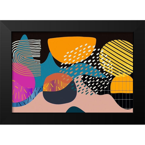 Mid Century Shapes 531 Black Modern Wood Framed Art Print by Bolokofsky, Ronald