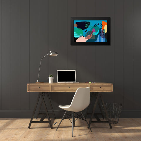 Mid Century Shapes 532 Black Modern Wood Framed Art Print by Bolokofsky, Ronald