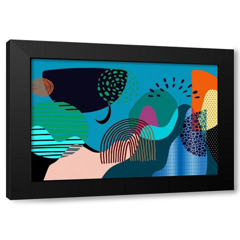 Mid Century Shapes 532 Black Modern Wood Framed Art Print by Bolokofsky, Ronald