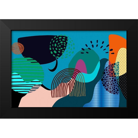 Mid Century Shapes 532 Black Modern Wood Framed Art Print by Bolokofsky, Ronald