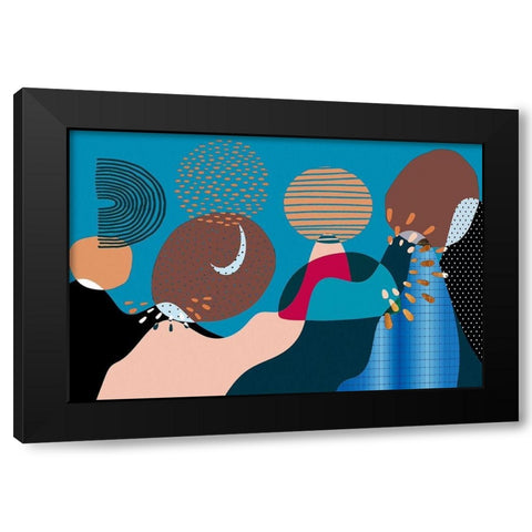 Mid Century Shapes 533 Black Modern Wood Framed Art Print with Double Matting by Bolokofsky, Ronald