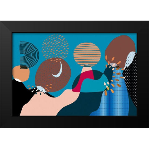 Mid Century Shapes 533 Black Modern Wood Framed Art Print by Bolokofsky, Ronald