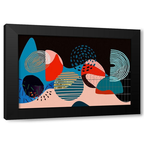 Mid Century Shapes 535 Black Modern Wood Framed Art Print by Bolokofsky, Ronald