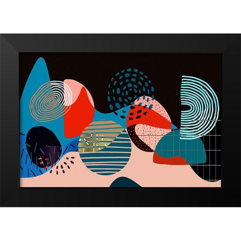 Mid Century Shapes 535 Black Modern Wood Framed Art Print by Bolokofsky, Ronald