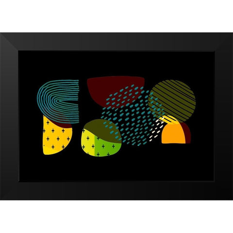 Mid Century Shapes 631 Black Modern Wood Framed Art Print by Bolokofsky, Ronald