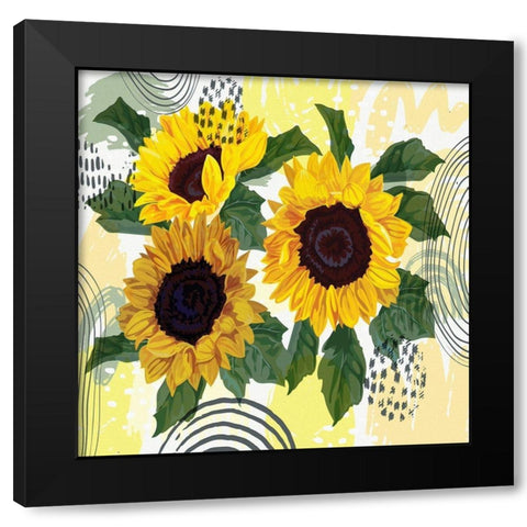 Sunflower Garden Bouquet Black Modern Wood Framed Art Print by Bolokofsky, Ronald