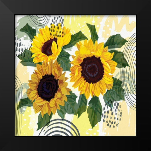 Sunflower Garden Bouquet Black Modern Wood Framed Art Print by Bolokofsky, Ronald