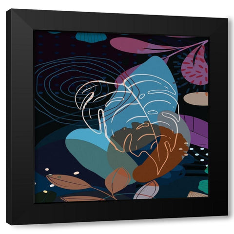 Tropical Leaves 29C Black Modern Wood Framed Art Print with Double Matting by Bolokofsky, Ronald