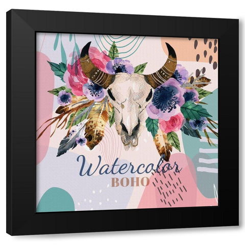 Watercolor Boho 156 Black Modern Wood Framed Art Print by Bolokofsky, Ronald