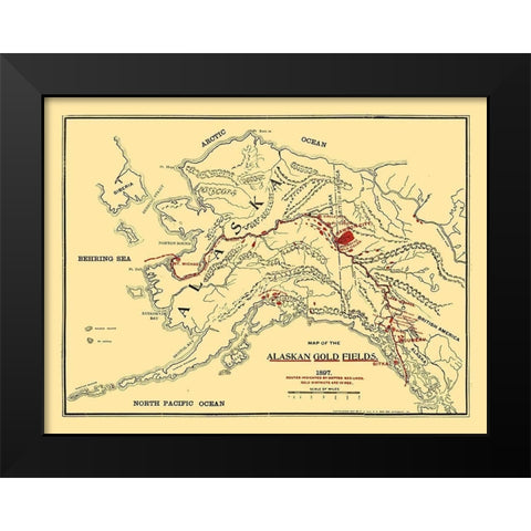 Alaska Gold Fields - Lee 1897 Black Modern Wood Framed Art Print by Lee