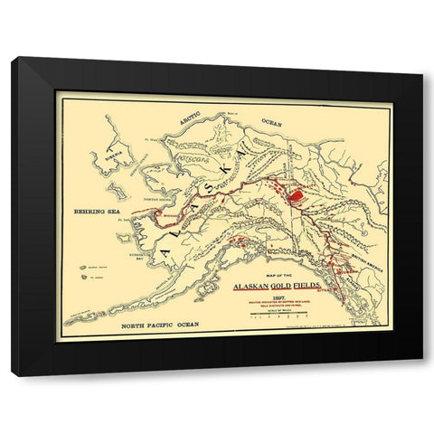 Alaskan Gold Fields - Lee 1897 Black Modern Wood Framed Art Print by Lee