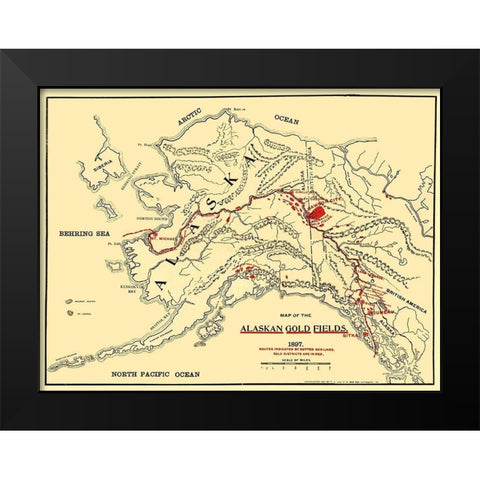 Alaskan Gold Fields - Lee 1897 Black Modern Wood Framed Art Print by Lee