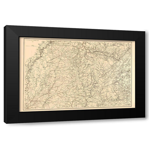 Alabama Mississippi Tennessee - Bache 1865 Black Modern Wood Framed Art Print with Double Matting by Bache