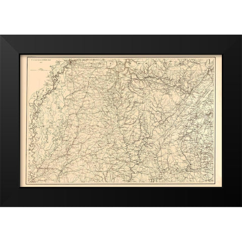 Alabama Mississippi Tennessee - Bache 1865 Black Modern Wood Framed Art Print by Bache