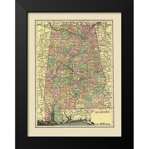 Alabama - Cram 1909 Black Modern Wood Framed Art Print by Cram