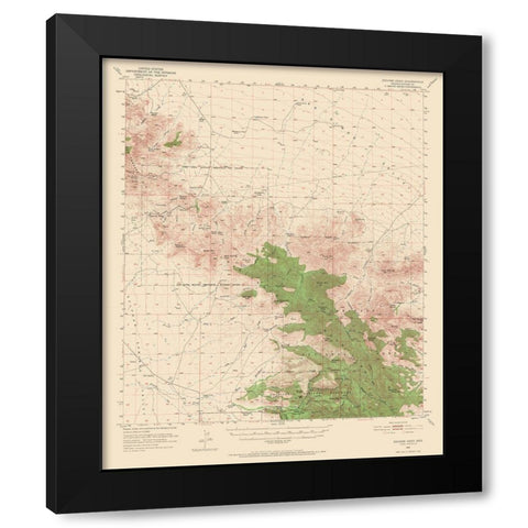 Cochise Head Arizona Quad - USGS 1950 Black Modern Wood Framed Art Print by USGS
