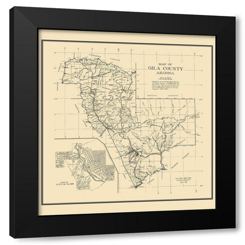 Gila Arizona - Newman 1921 Black Modern Wood Framed Art Print with Double Matting by Newman