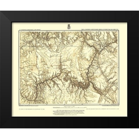 Arizona Utah Sheet - USGS 1873 Black Modern Wood Framed Art Print by USGS