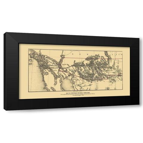 Arizona Proposed Territory - Gray 1857 Black Modern Wood Framed Art Print with Double Matting by Gray