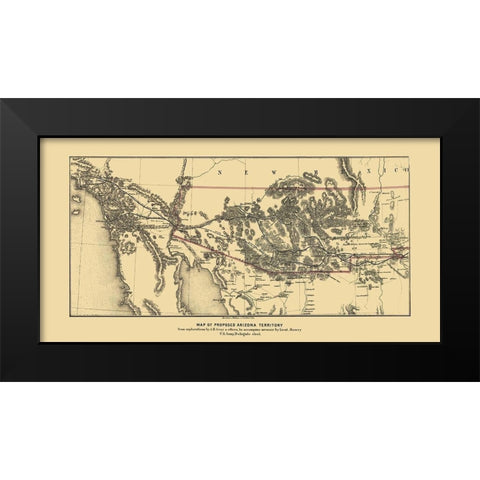 Arizona Proposed Territory - Gray 1857 Black Modern Wood Framed Art Print by Gray