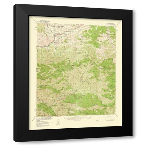 Acton California Quad - USGS 1961 Black Modern Wood Framed Art Print with Double Matting by USGS