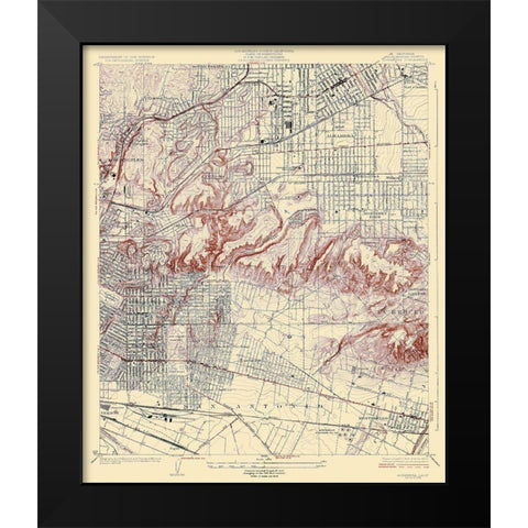 Alhambra California Quad - USGS 1926 Black Modern Wood Framed Art Print by USGS