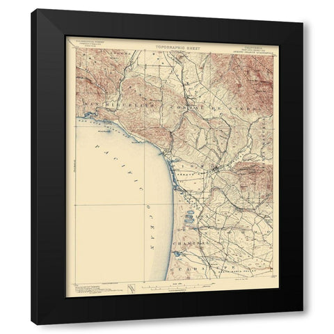 Arroyo Grande California Quad - USGS 1897 Black Modern Wood Framed Art Print with Double Matting by USGS