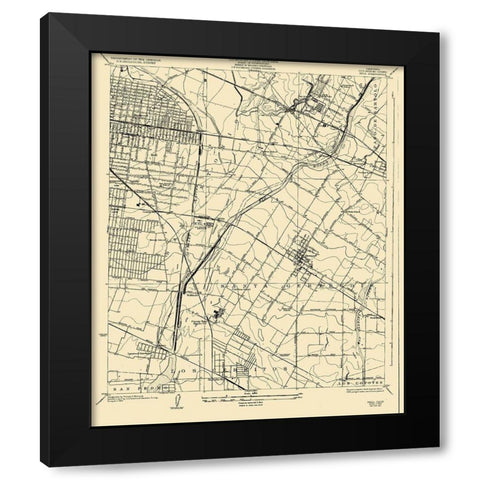 Bell California Quad - USGS 1925 Black Modern Wood Framed Art Print with Double Matting by USGS