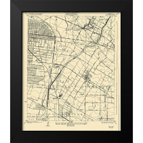 Bell California Quad - USGS 1925 Black Modern Wood Framed Art Print by USGS