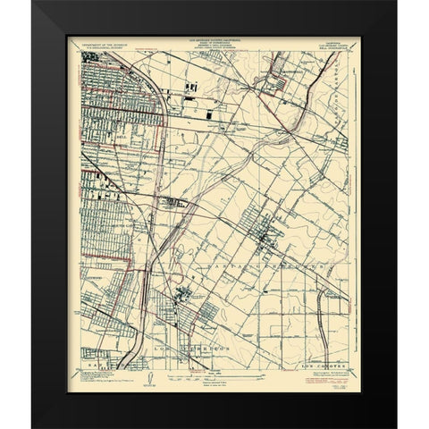 Bell California Quad - USGS 1936 Black Modern Wood Framed Art Print by USGS