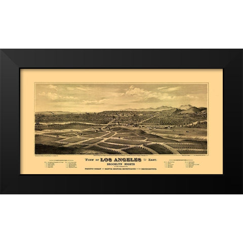Los Angeles California - Glover 1877 Black Modern Wood Framed Art Print by Glover