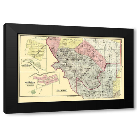Santa Clara California Landowner - Thomas 1876 Black Modern Wood Framed Art Print with Double Matting by Thomas