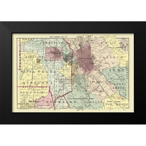 Santa Clara Northeast California Landowner Black Modern Wood Framed Art Print by Thomas