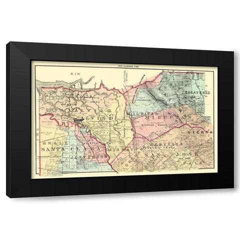 Santa Clara California Landowner - Thomas 1876 Black Modern Wood Framed Art Print with Double Matting by Thomas